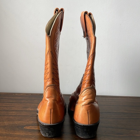 Dexter, 10.5, men’s orange camel color leather cowboy western boots - Picture 4 of 14